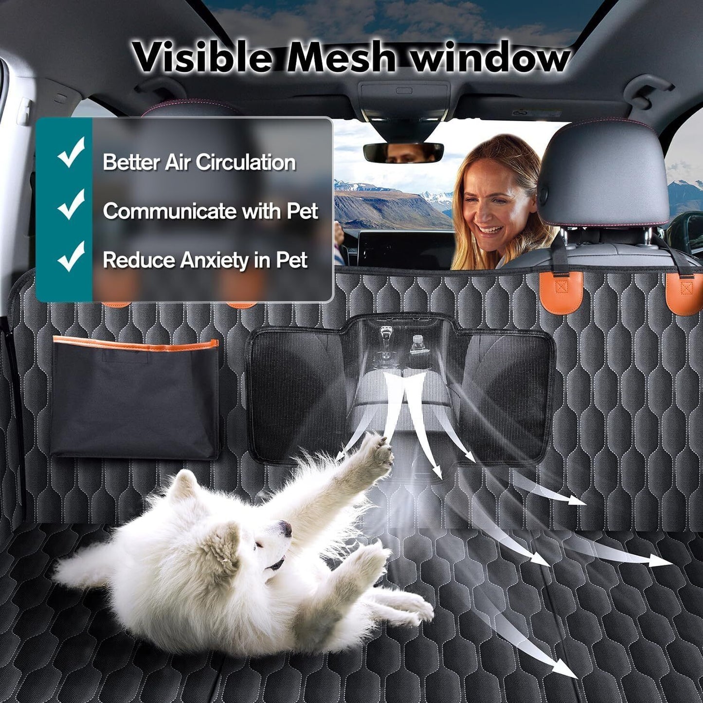 Heavy-Duty Waterproof Pet Car Seat Cover Hammock – Non-Slip, 400lb Rated, Universal Fit