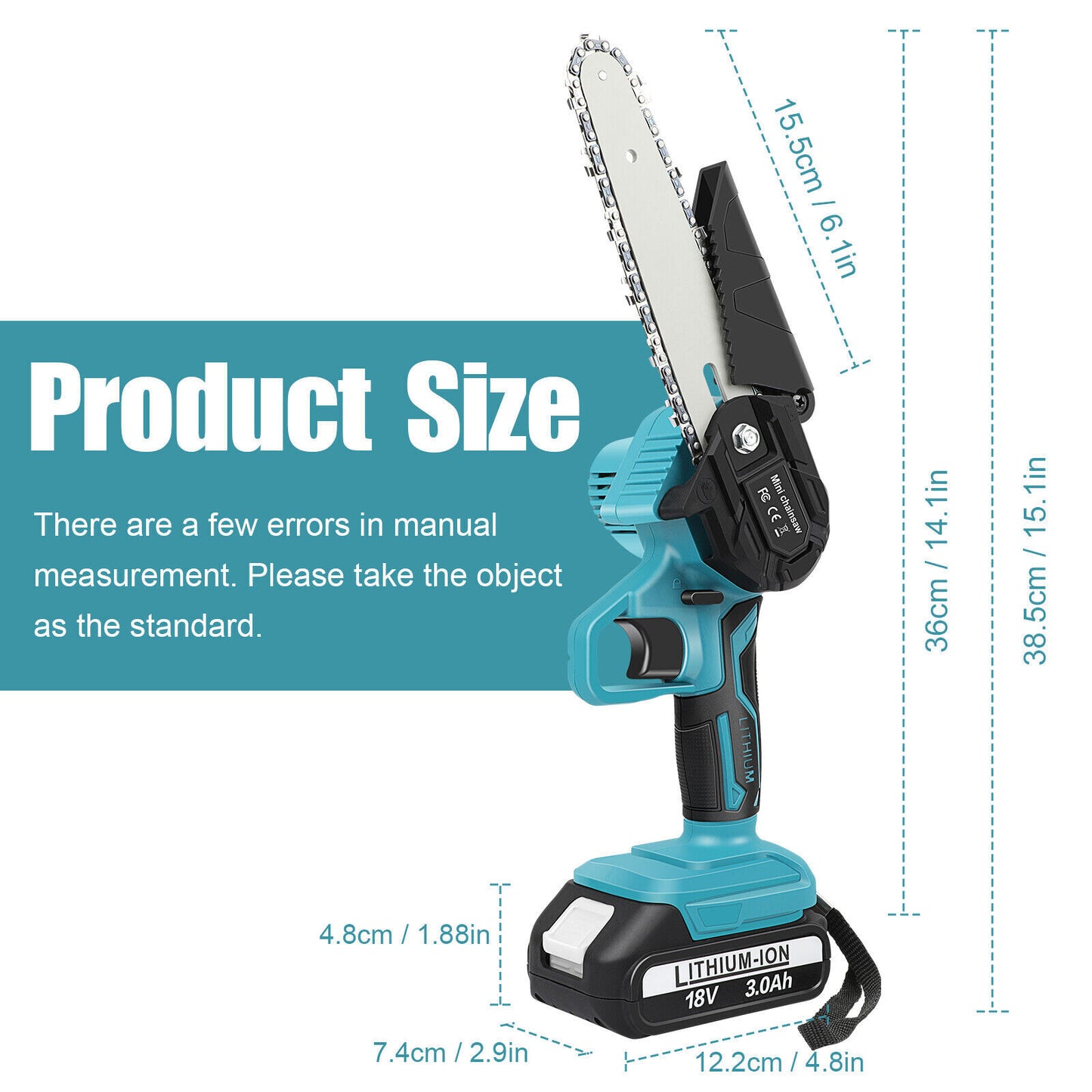 6” Cordless Mini Electric Chainsaw – Rechargeable Wood Cutter with 2 Batteries