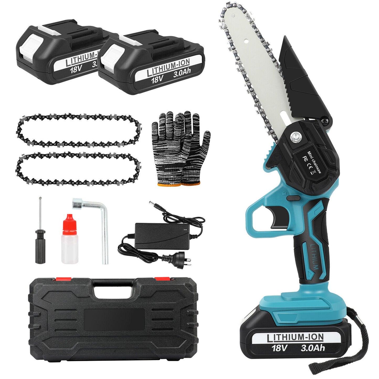 6” Cordless Mini Electric Chainsaw – Rechargeable Wood Cutter with 2 Batteries