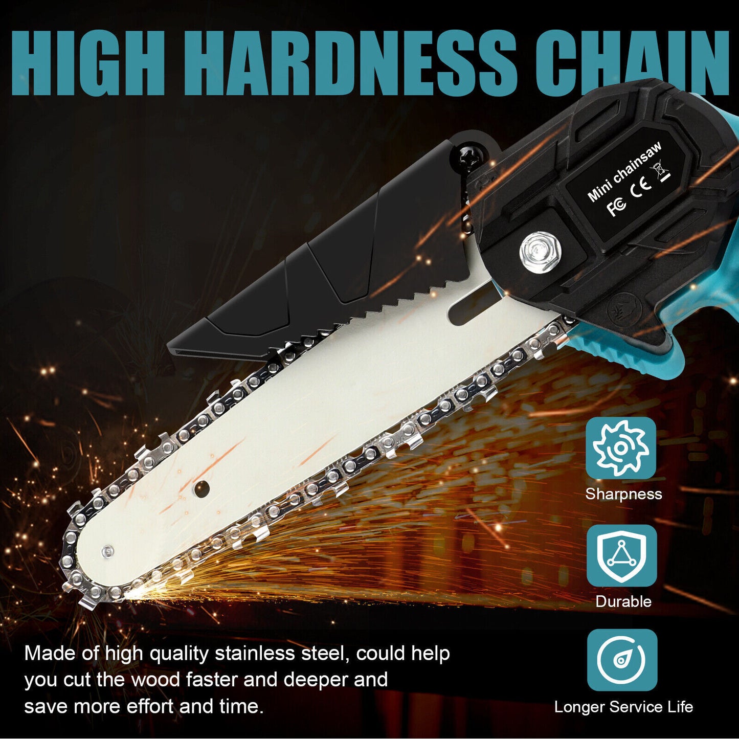 6” Cordless Mini Electric Chainsaw – Rechargeable Wood Cutter with 2 Batteries