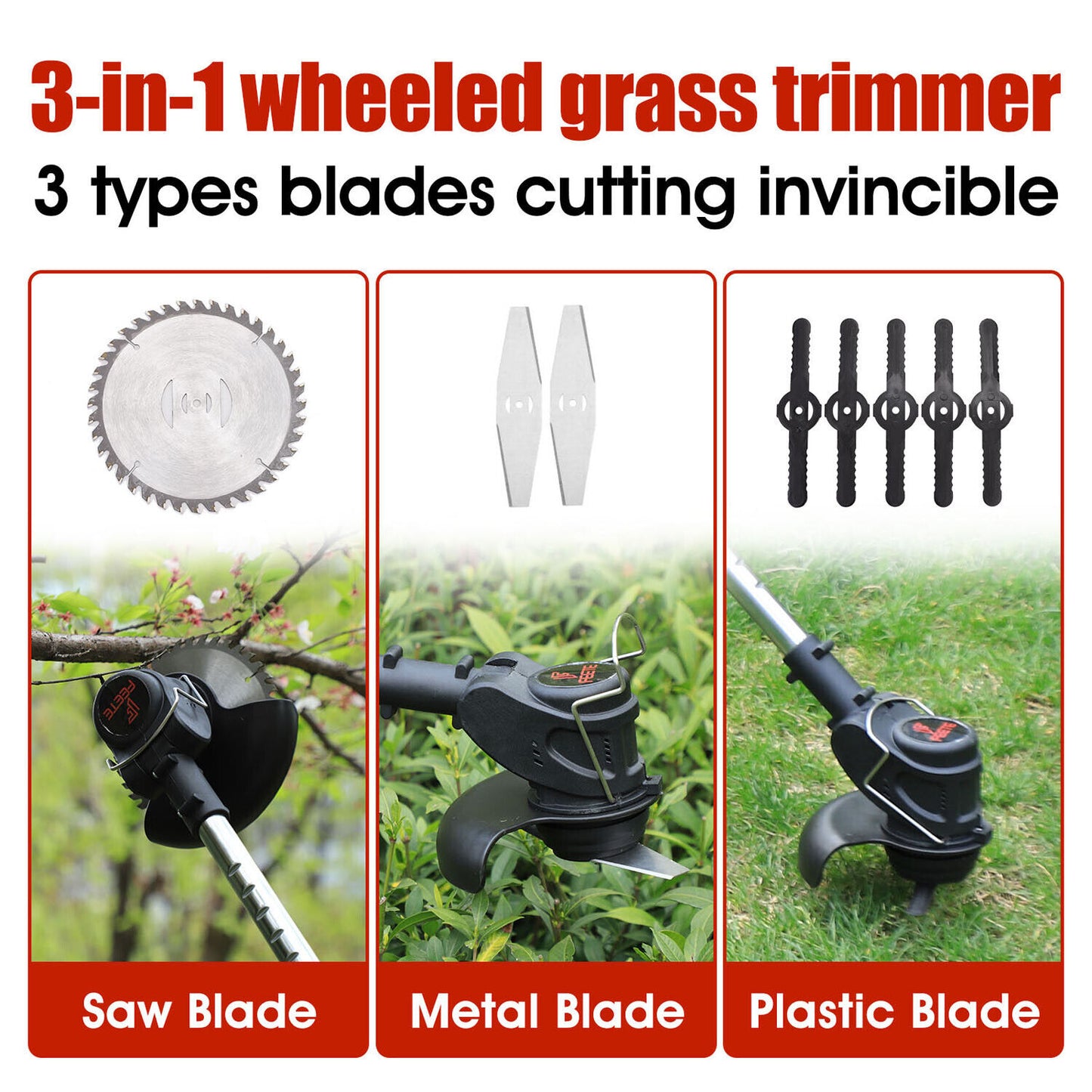 Cordless Electric Grass Trimmer & Brush Cutter – Lightweight Lawn Edger & Whipper Snipper