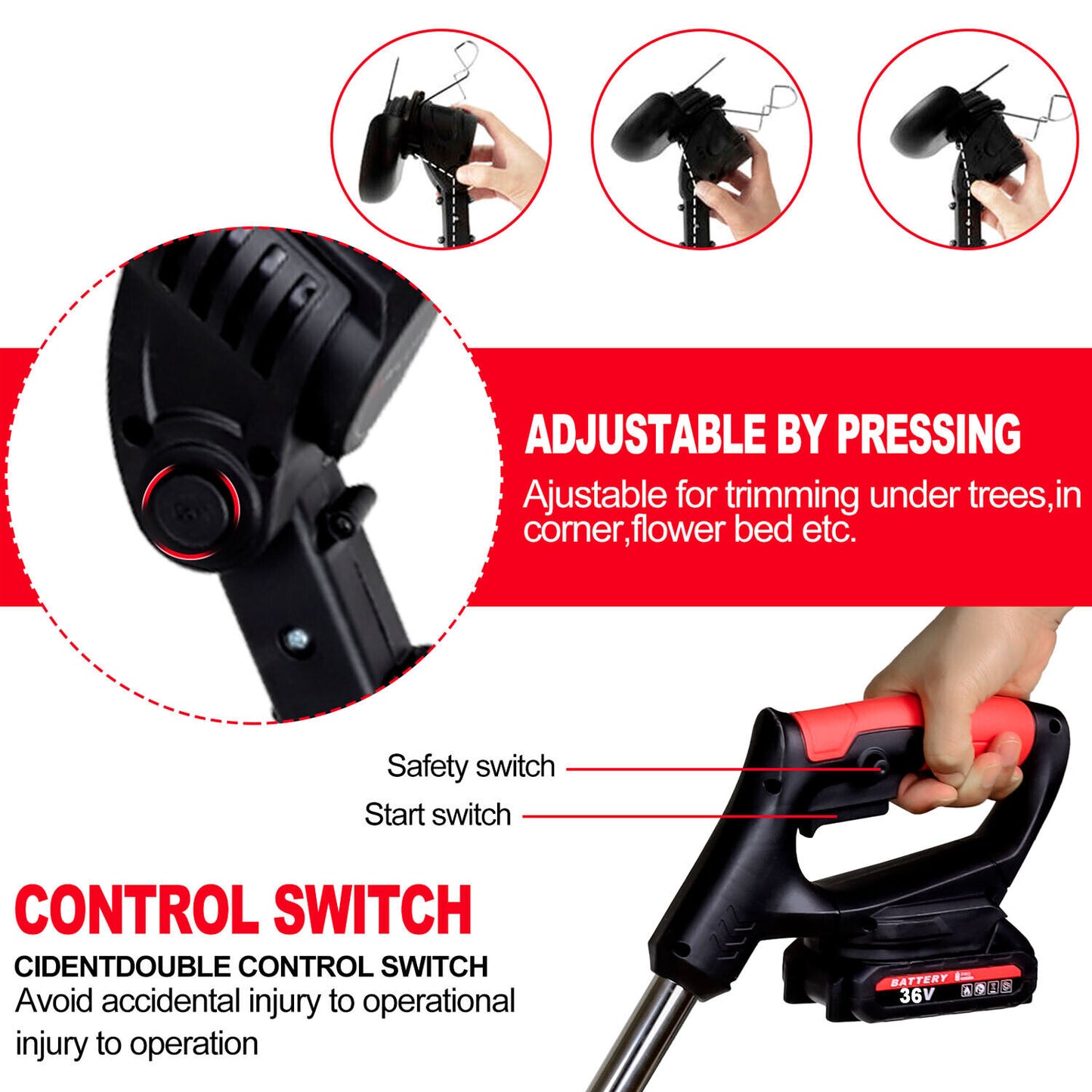 Cordless Electric Grass Trimmer & Brush Cutter – Lightweight Lawn Edger & Whipper Snipper